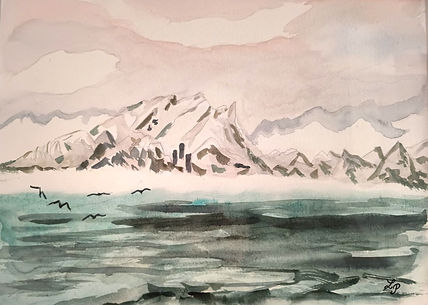 iles kerguelen aquarelle