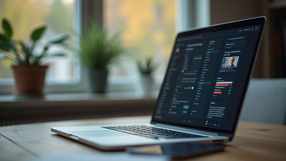 Seitenansicht eines Laptops mit geöffnetem Online-Kurs auf dem Bildschirm