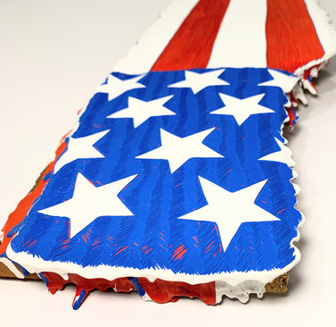 Carved American Flag Stars and Stripes, Carved Paint, Carved Art, Red White and Blue, America, USA