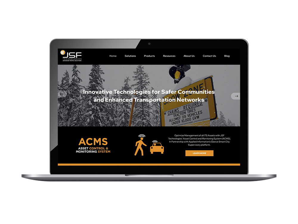 JSF Technologies Laptop view of website