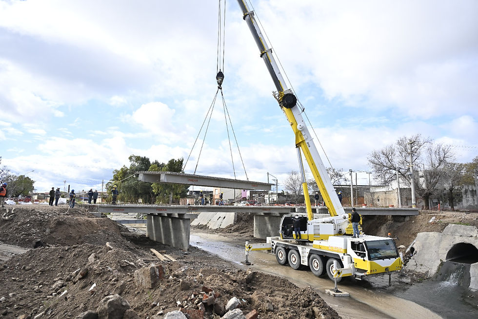 Avanza la obra del puente de Pampa Central sobre el Canal Maldonado