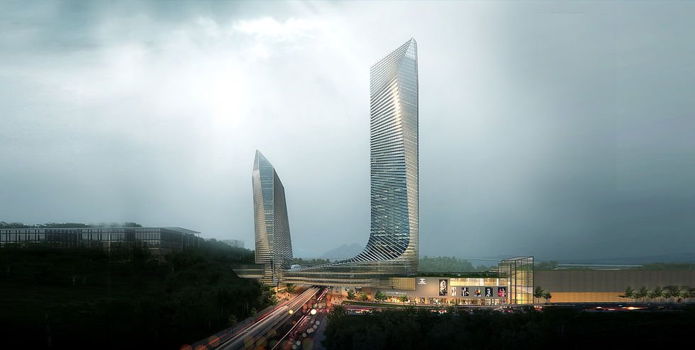 Twin towers on infrastructure
