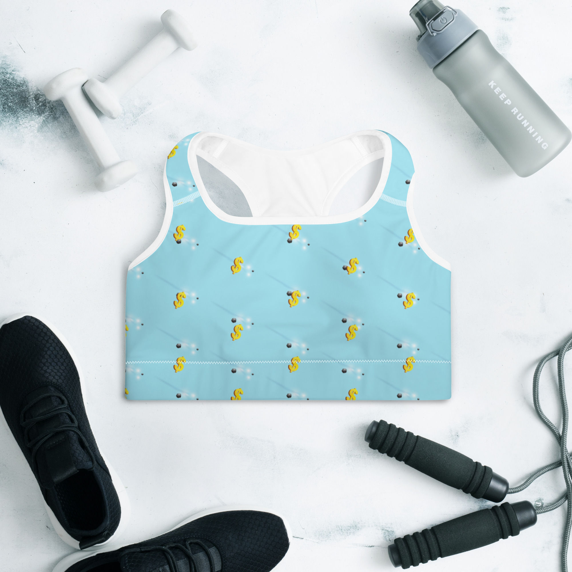 Feel the energy of shooting stars while you exercise in your Padded Sports Bra