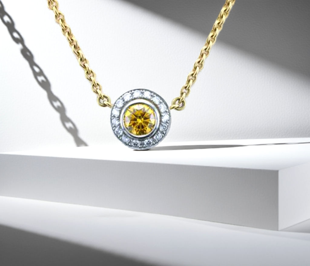 Created Yellow Diamond Pendant
