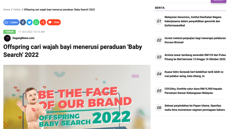 Offspring cari wajah bayi menerusi peraduan'Baby Search' 2022