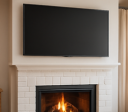 tv above fire place