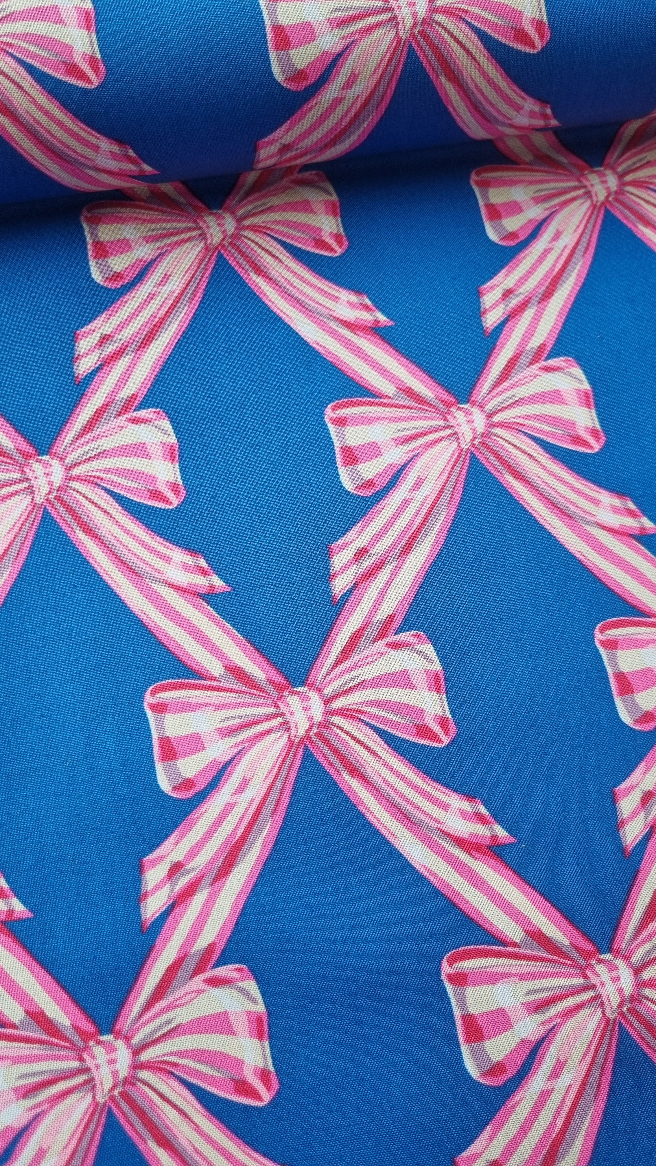 BOWS - BLUE & PINK - COTTON - FQ