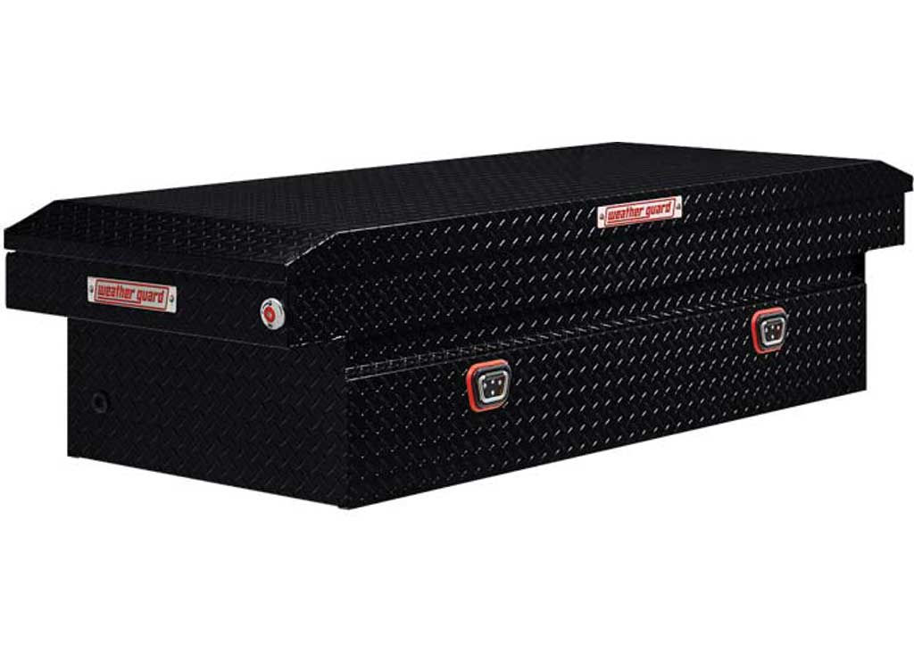 Weather Guard Saddle Box, Aluminum, Full Extra Wide, Gloss Black, - 117-5-04