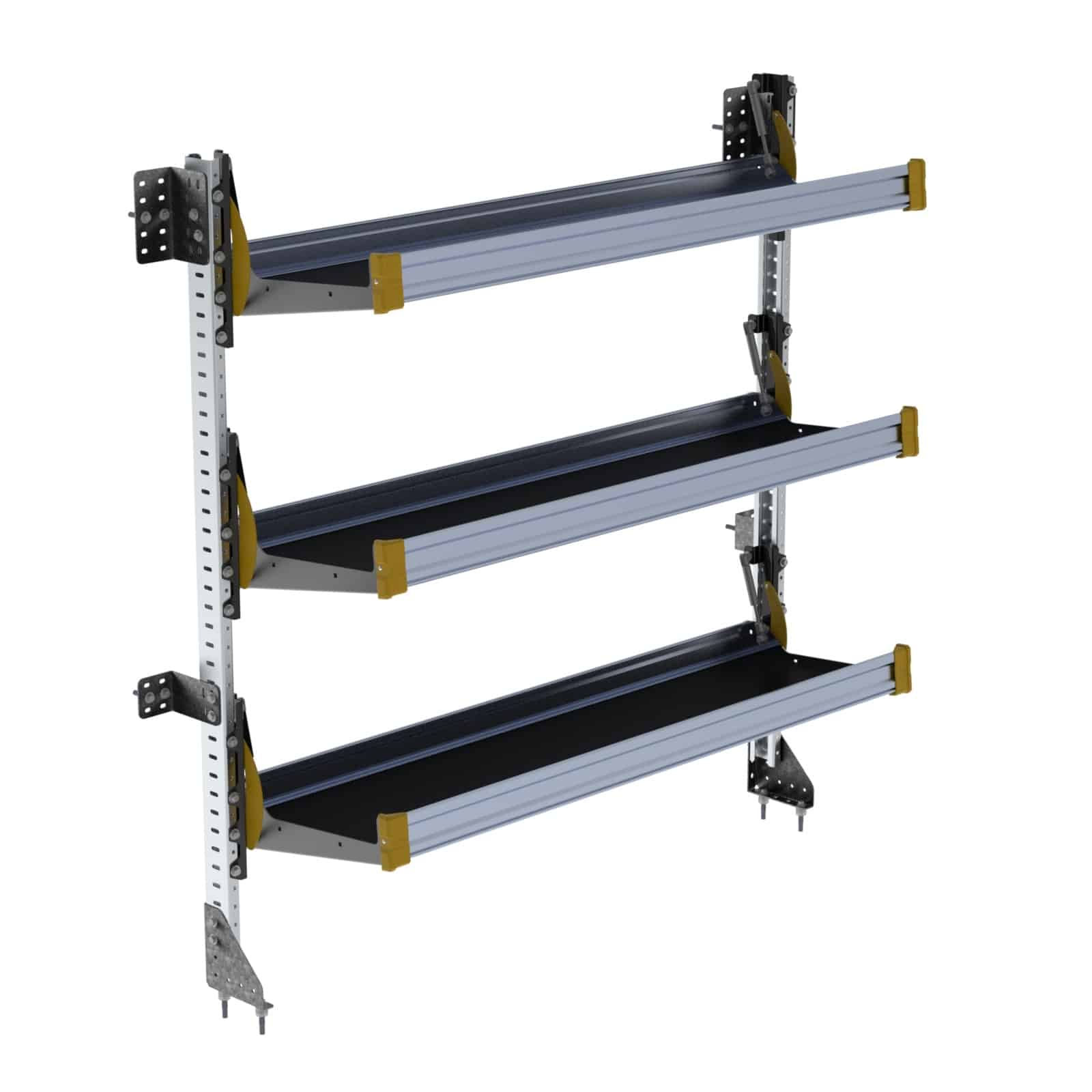 Fold-Away Cargo Van Foldable Shelving System, 3 Levels, 65″h x 60″w | F5-RA60-3