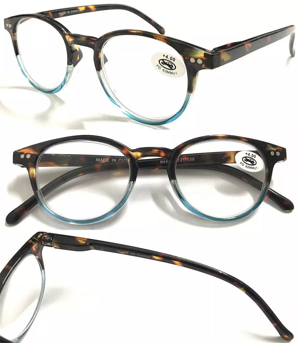 Thumbnail: 4 Pairs Mens Women Spring Hinge Round Horn Power Oval Reading Reader Glasses 1-4