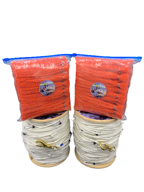 600 Foot Trotline - 1/8" Snood, 6' Spacing, 3-Strand Medium Lay Nylon For Crabbing