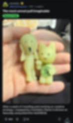Screenshot of Jacob Hammersley’s Smiski post on r/smiskis, showing two green Smiski figures held in his hand, with 5,100 views and 244 upvotes.