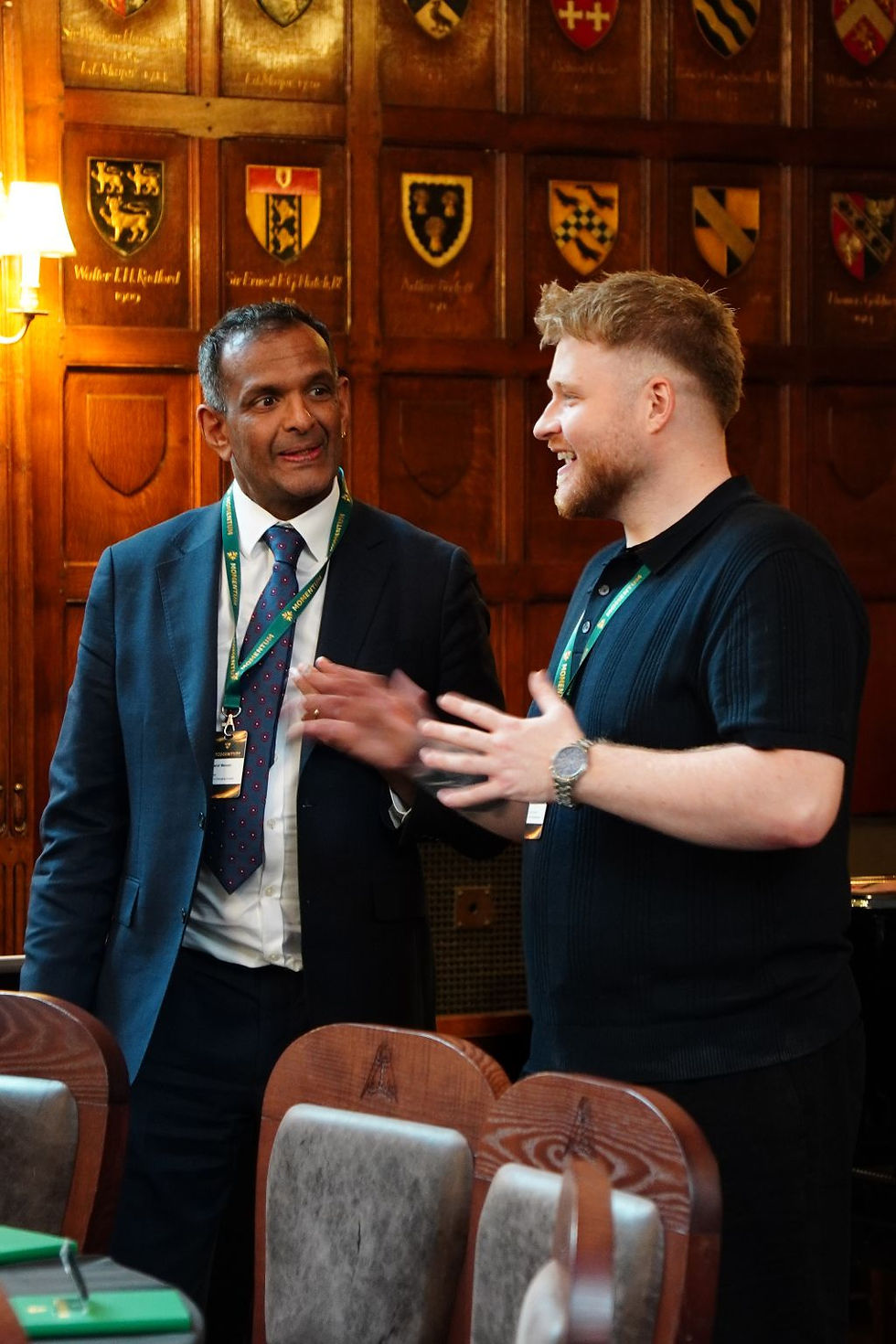 Jacob Hammersley discussing the creative direction of Momentum 2026 with Professor Anand Menon