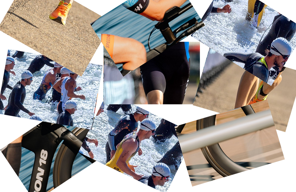 An image of a triathlon exploded into a jigsaw shape