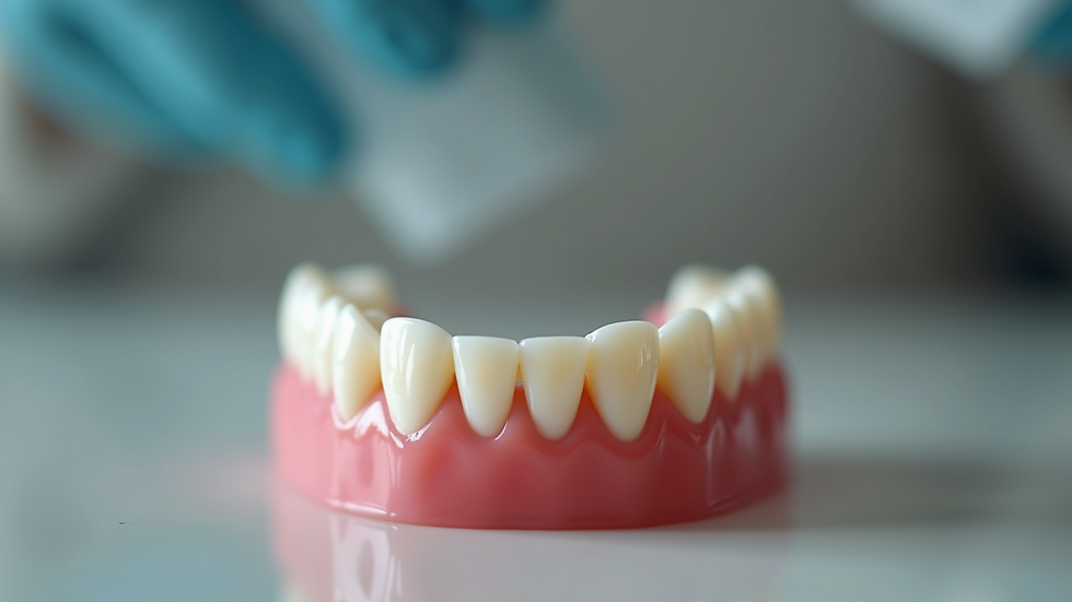 Eye-level view of a single front tooth with a dental crown