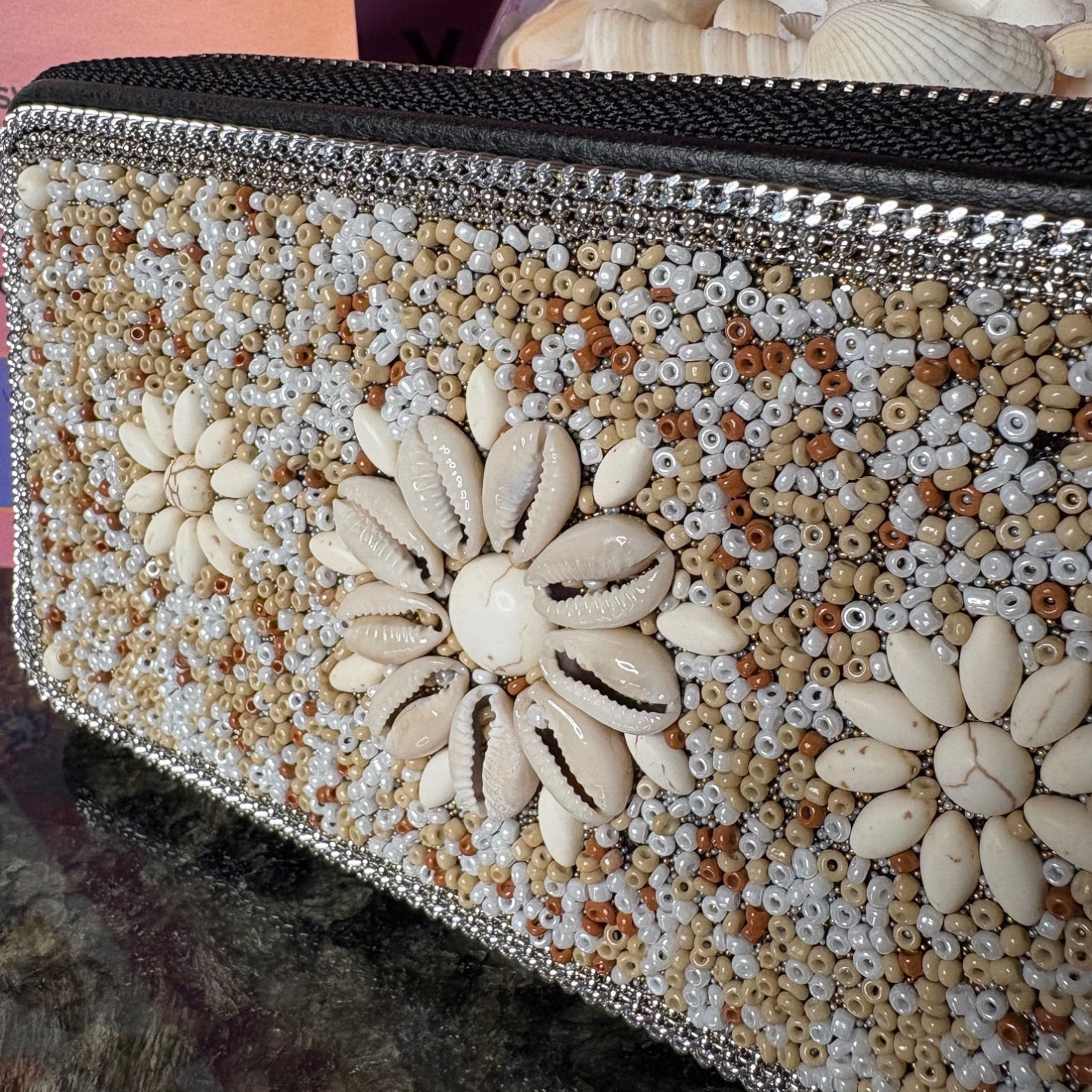 Seashell Beaded Clutch