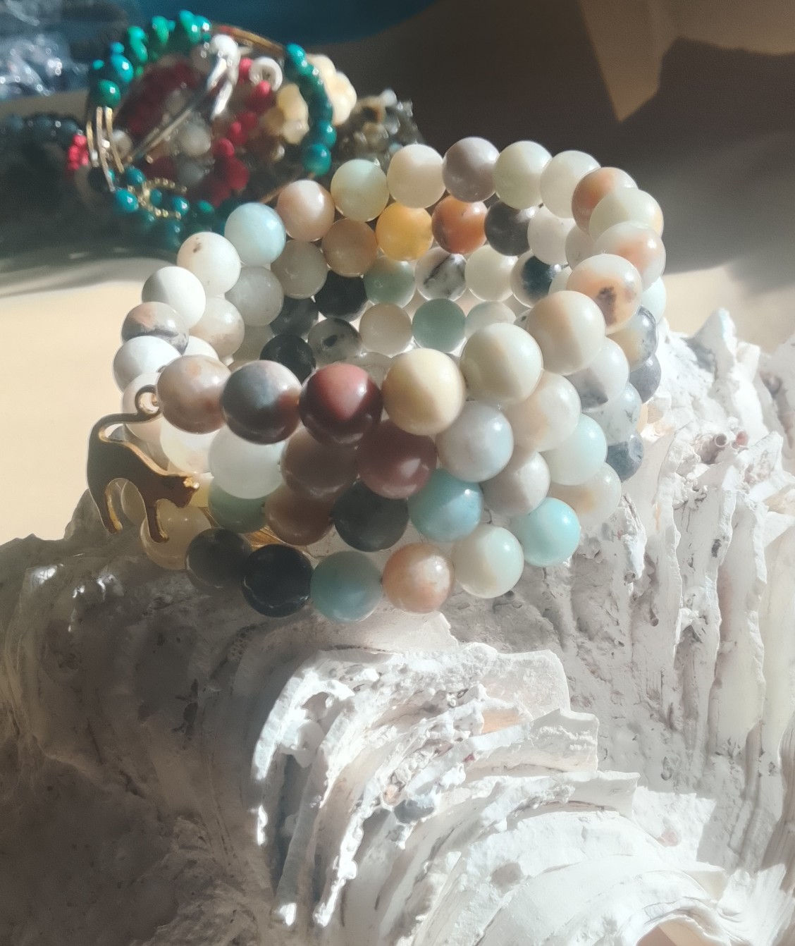 8mm Amazonite 4-Row Wrap Bracelet