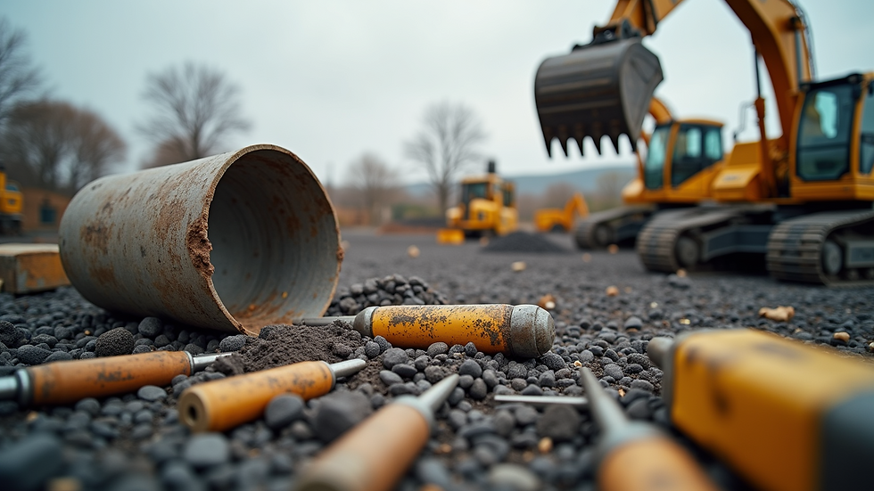 High angle view of a construction site with equipment