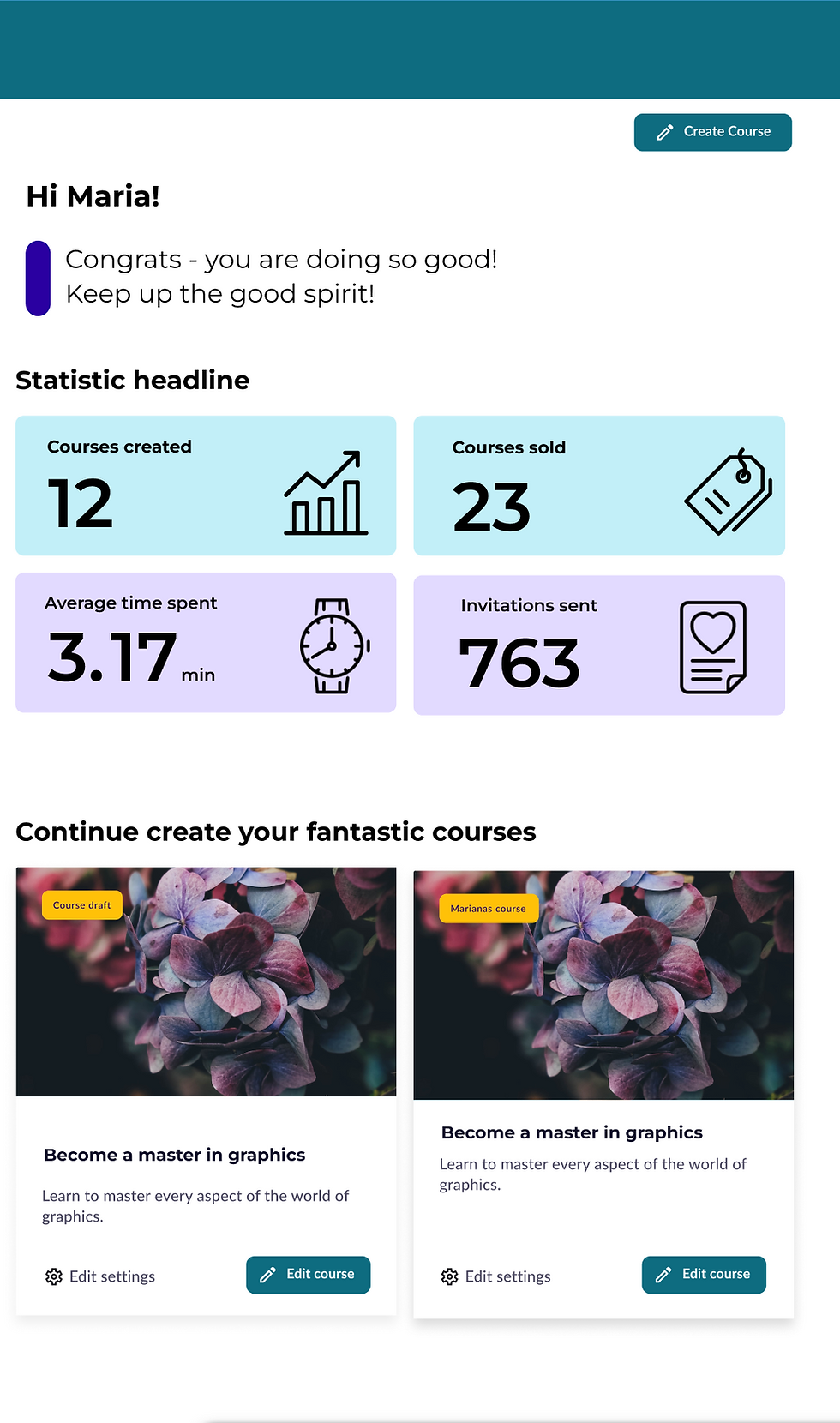 how to start an online academy with Coursio - look into the platform dashboard