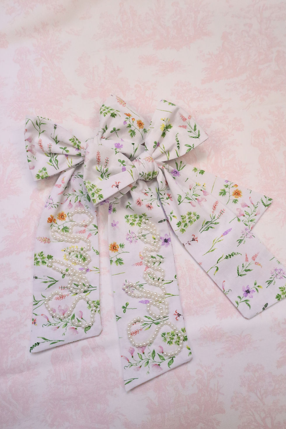 Thumbnail: Personalized letters beads Hair Bow Clip, Floral Hair Bow Tie for Girl,