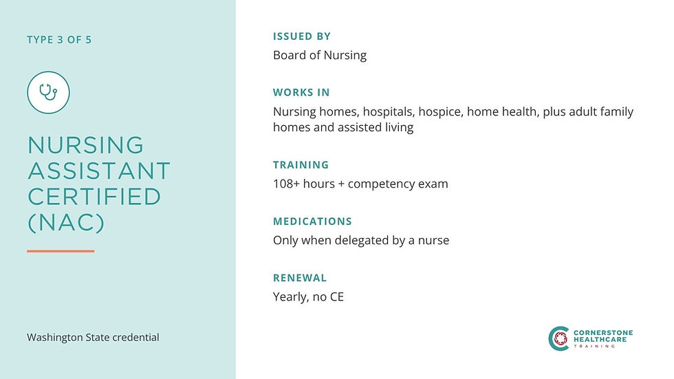 caregiver types: nursing assistant certified
