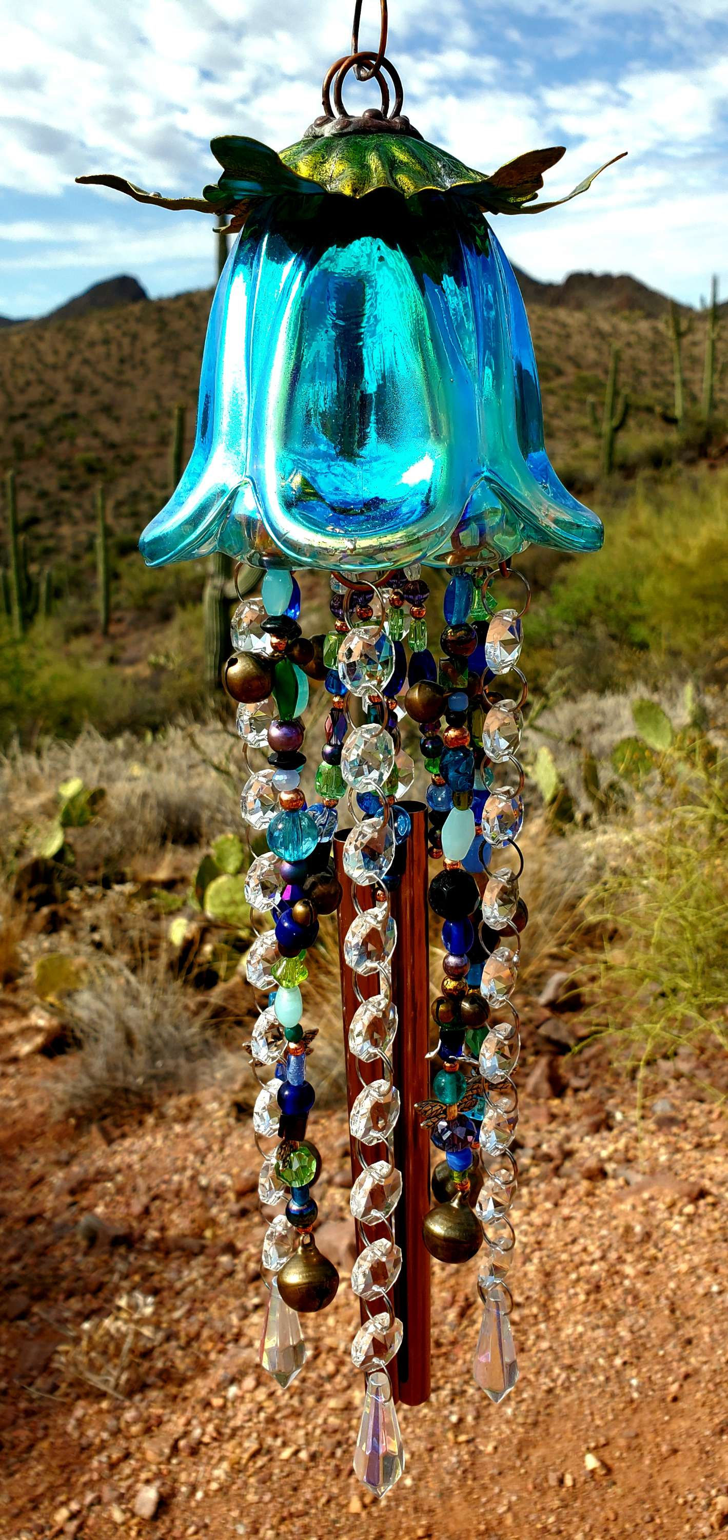 Blue Tulip Copper Windchime