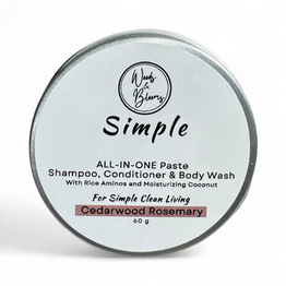 Simple ALL-IN-ONE Paste shampoo, conditioner & body wash with Cedarwood Rosemary. natural hair care products