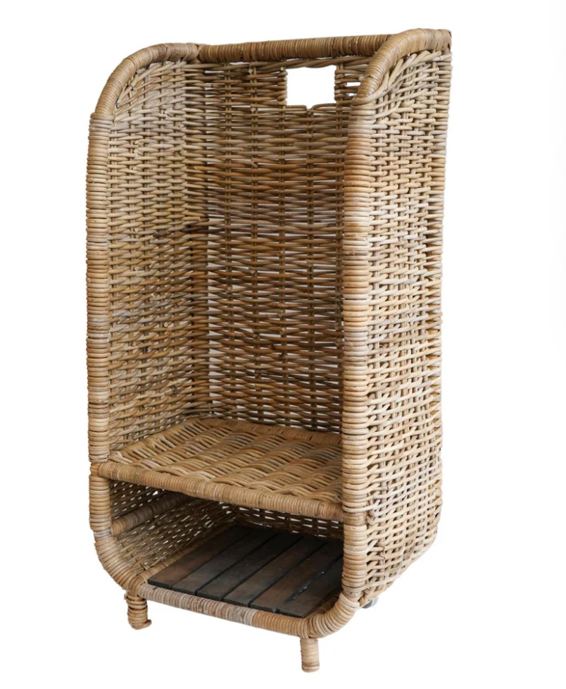 Thumbnail: Natural Rattan Log Trolley with Kindling Shelf