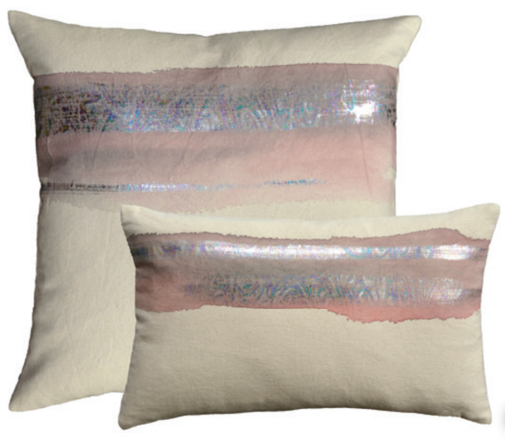 Aviva Stanoff Mod Art in Ash Rose on Canvas with Prism Dusk Cushion