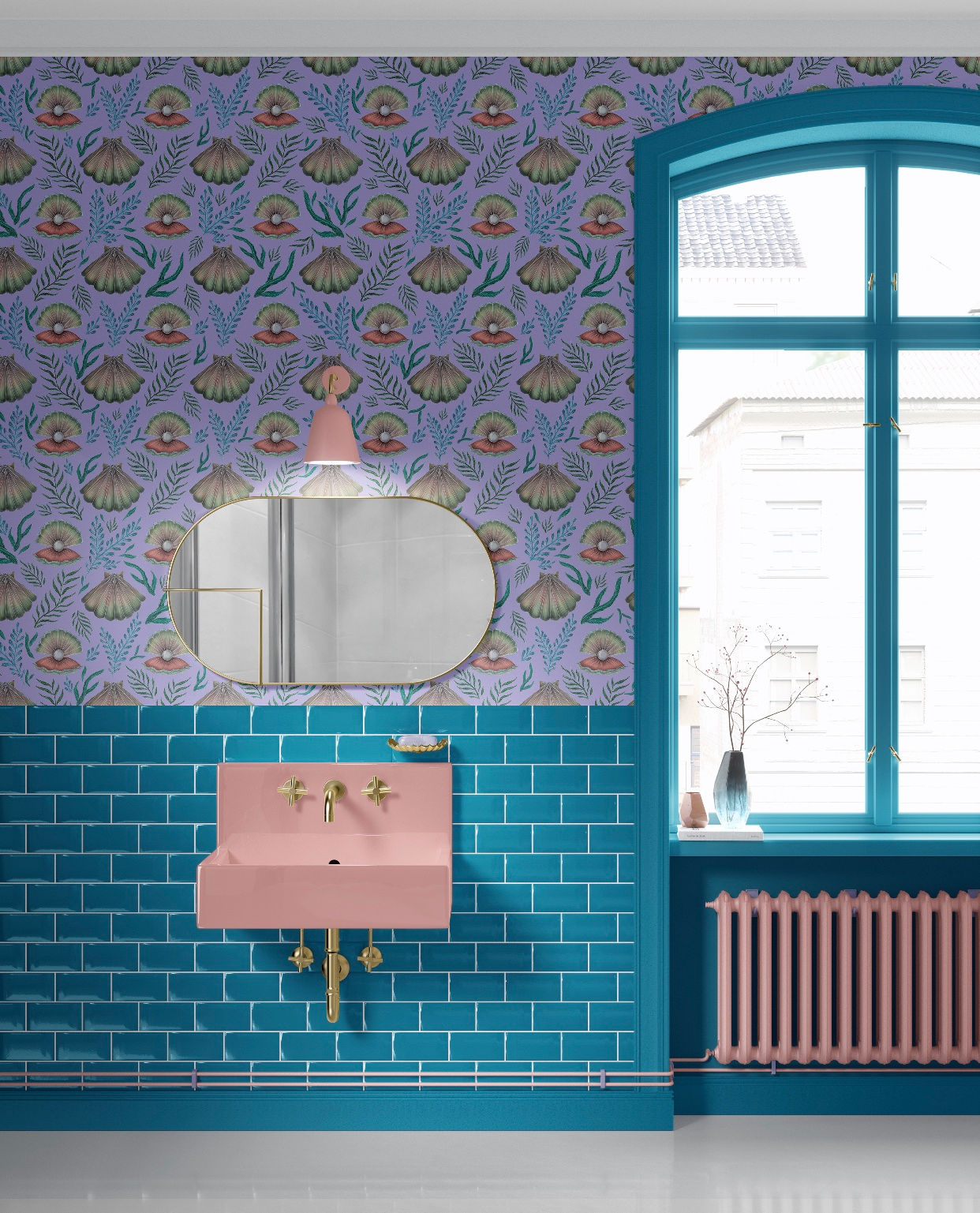 Purple Shell Patterned Wallpaper