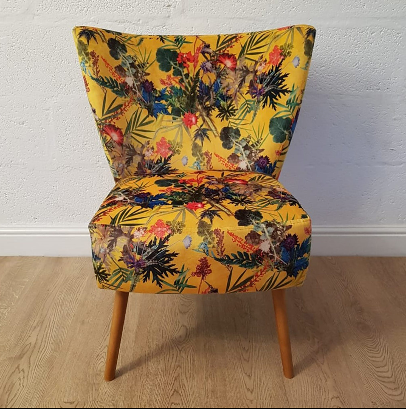 Summer Tropics Yellow Velvet Accent Chair by Gillian Arnold