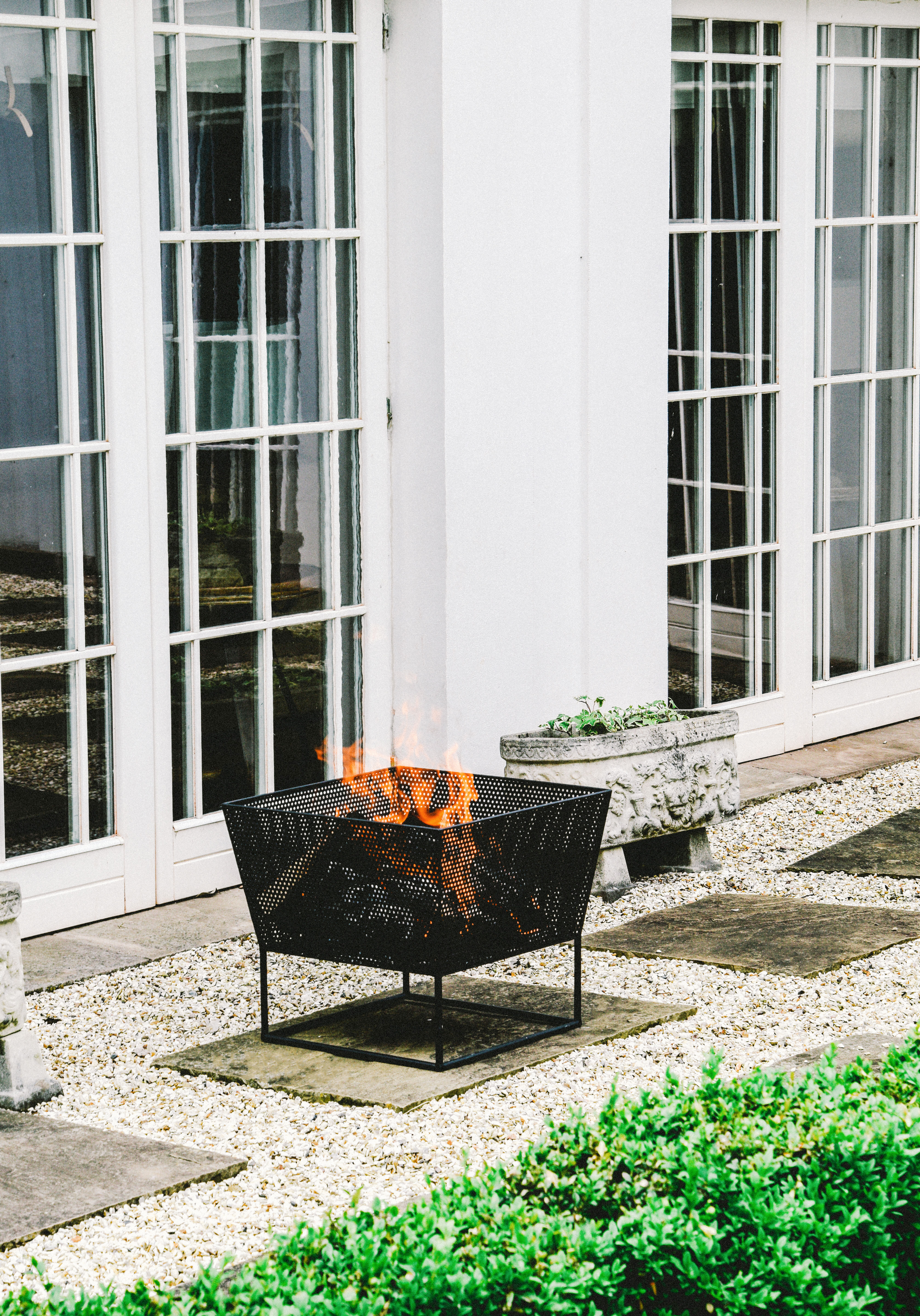 Fire bowl in garden