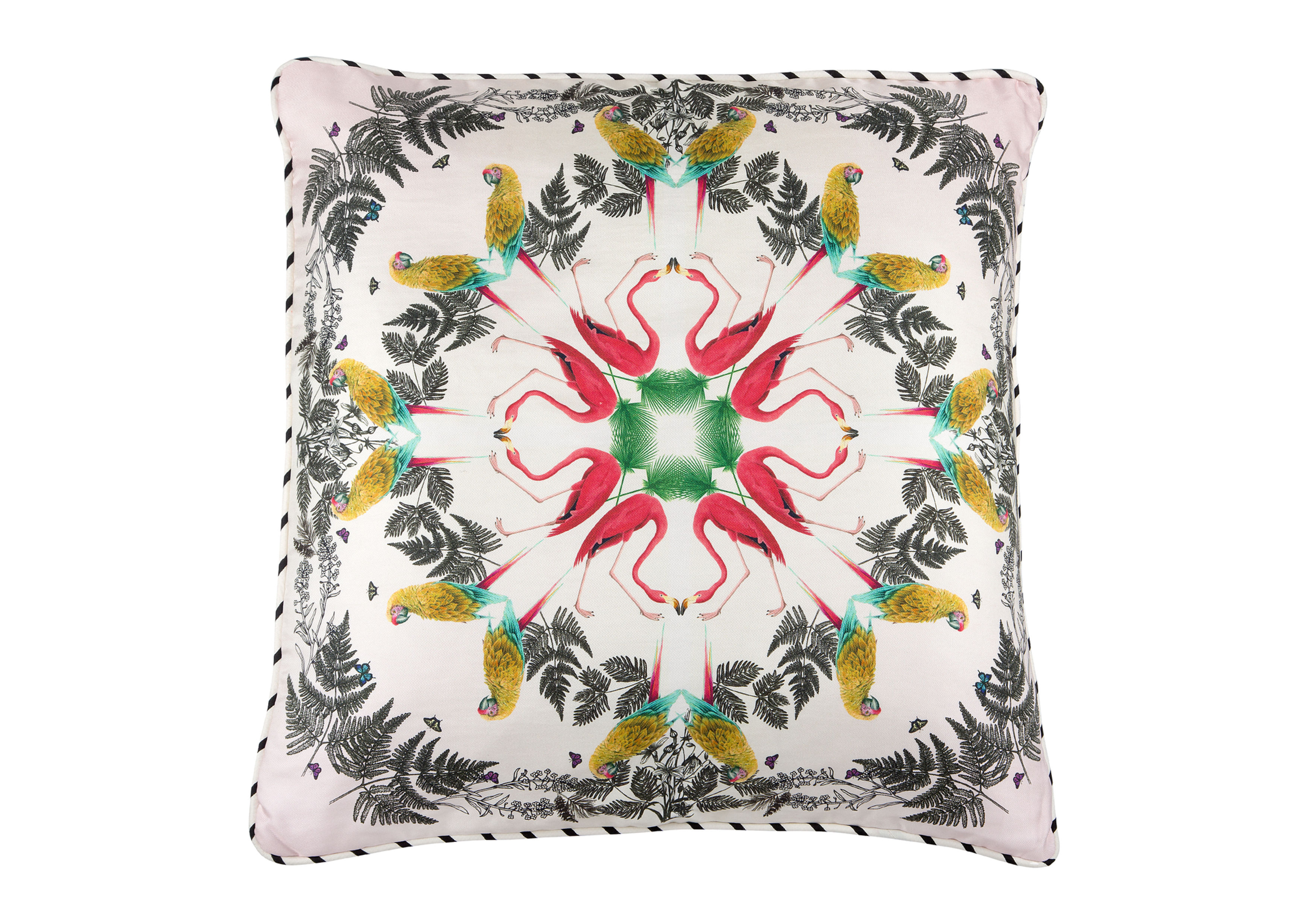 Birds of Paradise flamingo pattern cushion by Bivain
