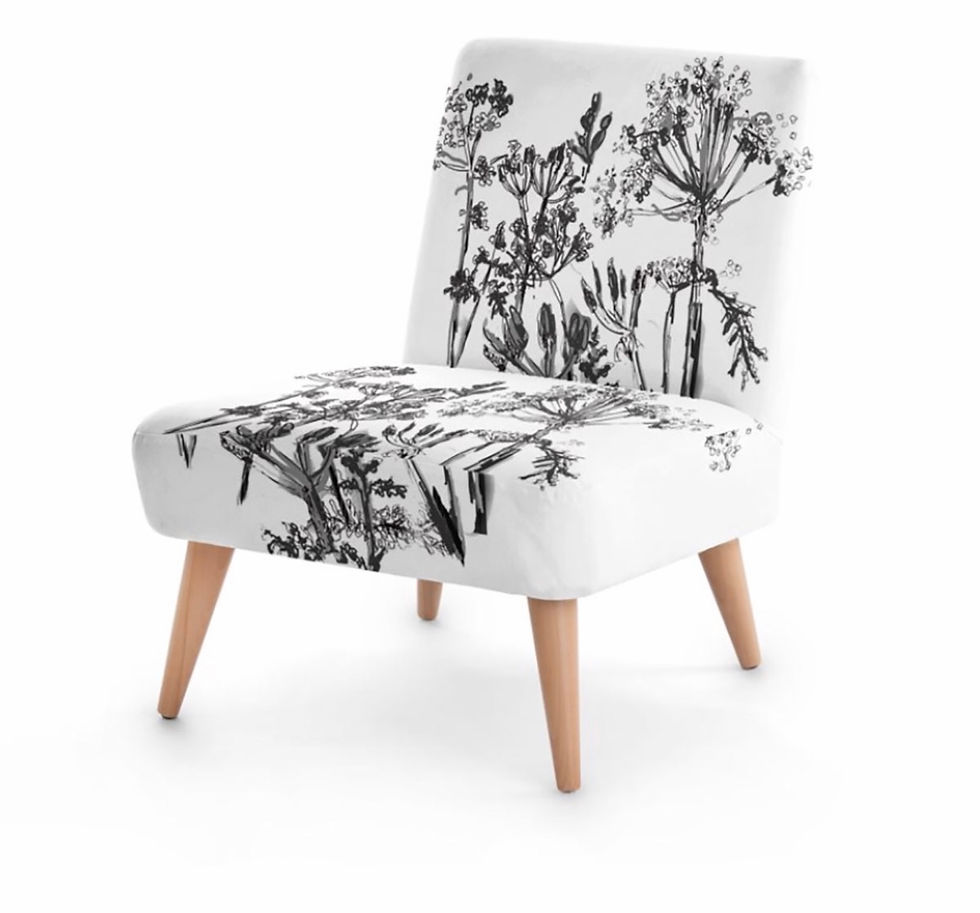 Black & white botanics accent chair by Elaine Collins