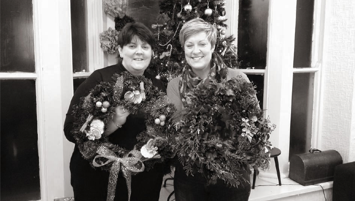 Christmas wreath making