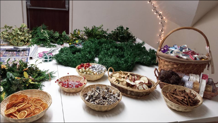 Christmas wreath making