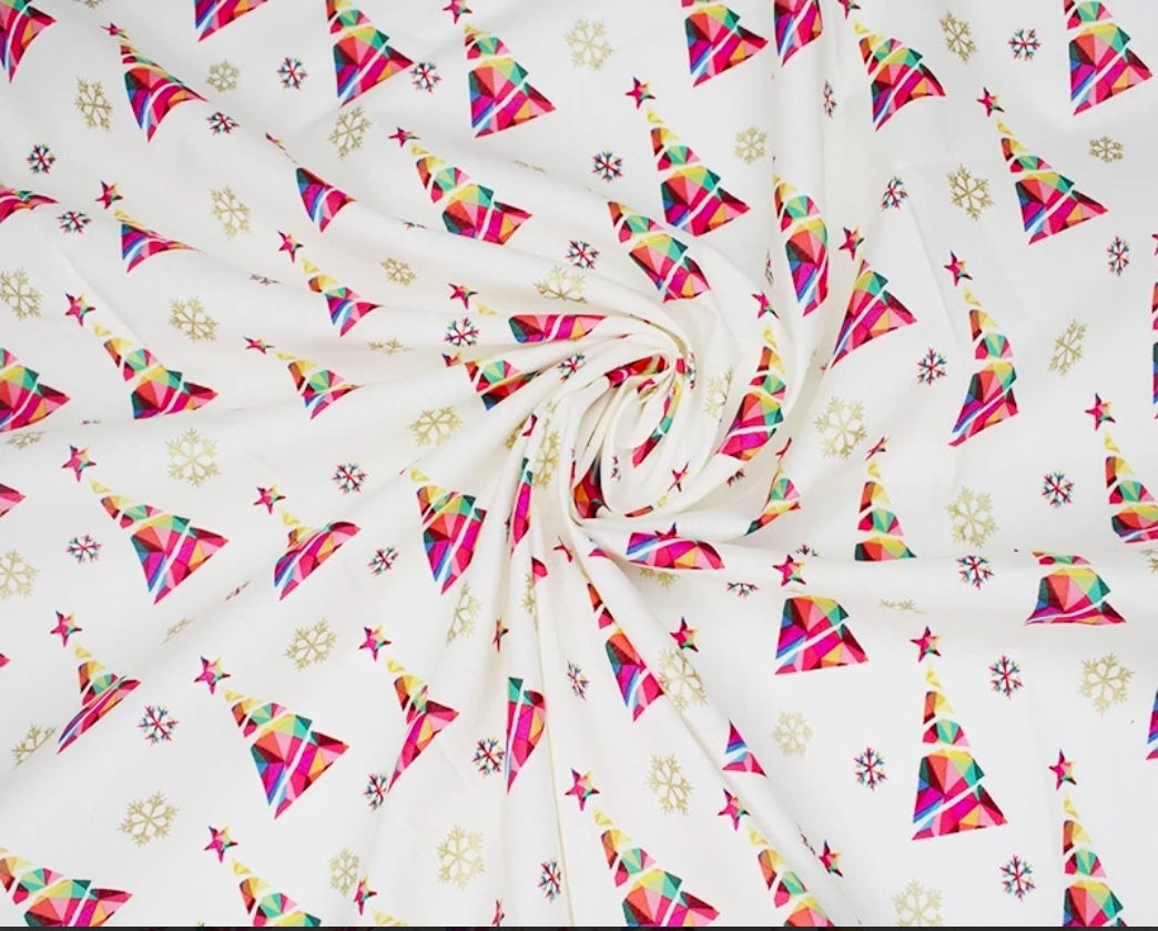 100% Cotton poplin -Christmas trees