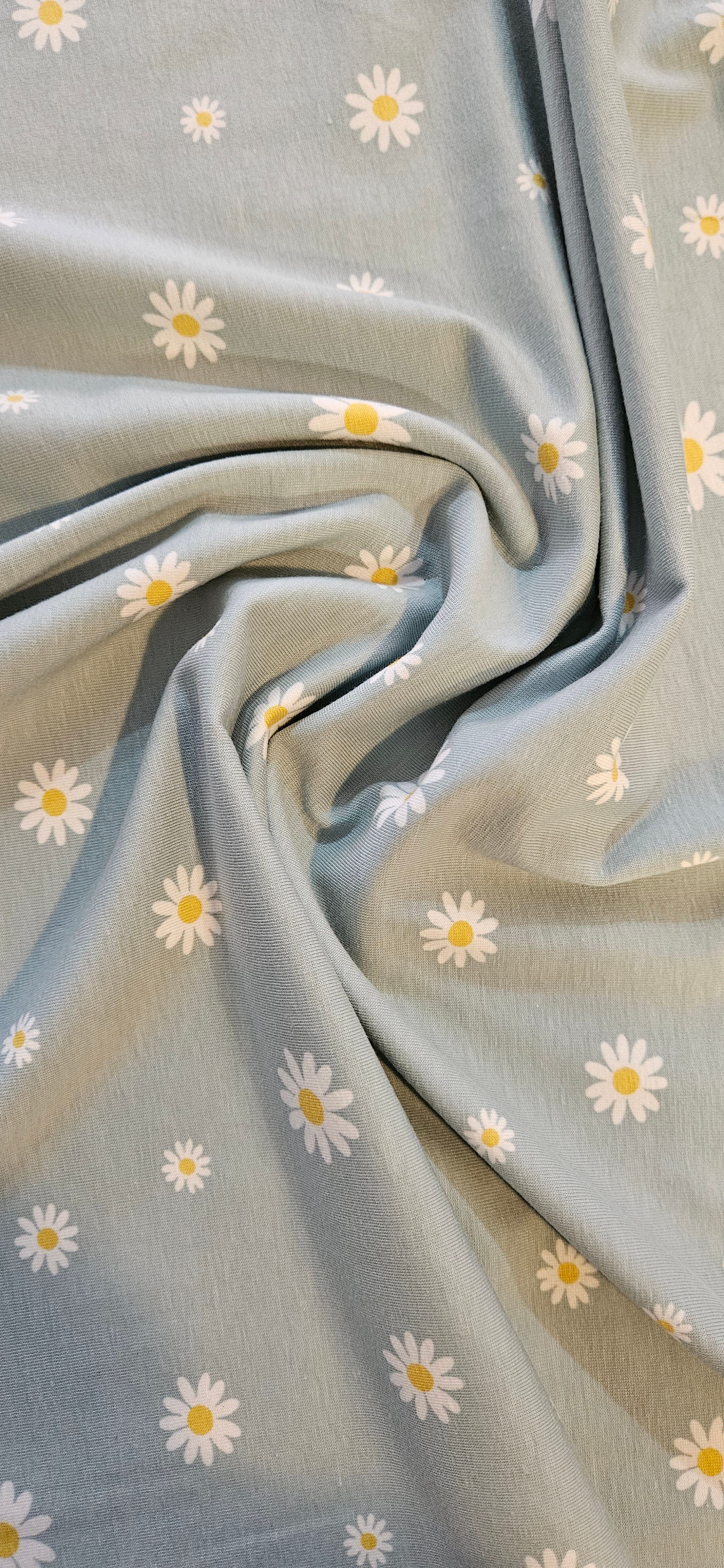 Cotton jersey - Sage daisies