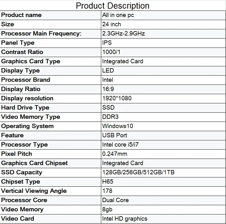 all in one pc 24 inch base traseira com suporte ajustavel e design moderno