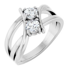 14K White Gold 1/2 CTW Natural Diamond Two-Stone Ring