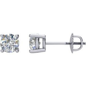 14K White Gold 1/2 CT Natural Diamond Stud Earrings