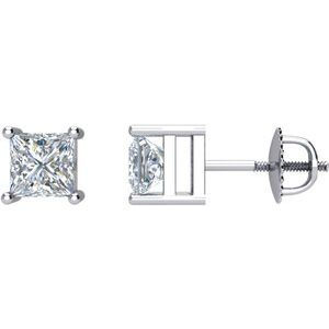 14K White Gold 1/2 CT Natural Diamond Single Stud Earring