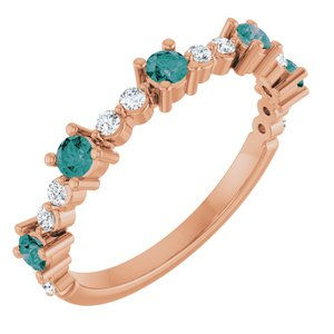 14K Rose Gold Natural Alexandrite & 1/6 CTW Natural Diamond Ring
