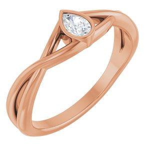 14K Rose Gold 1/6 CT Natural Diamond Solitaire Ring