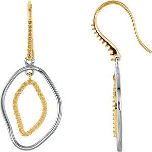 14K Yellow Gold & Sterling Silver Left Open Silhouette Earring Mounting