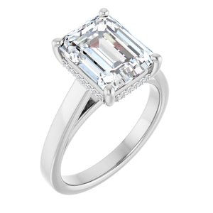 Platinum 10x8 mm Emerald .05 CTW Lab-Grown Diamond Semi-Set Engagement Ring