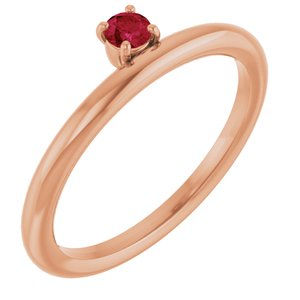 14K Rose Gold Natural Ruby Stackable Ring