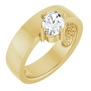 14K Yellow Gold Natural White Sapphire Asymmetric Solitaire Ring