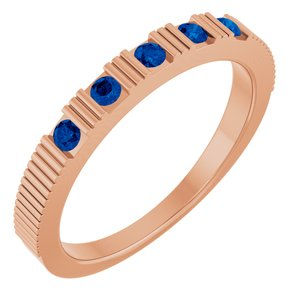 14K Rose Gold Natural Blue Sapphire Stackable Ring