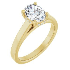 14K Yellow Gold 8x6 mm Oval .03 CTW Natural Diamond Semi-Set Engagement Ring